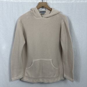 Eddie Bauer Tan Thermal Pullover Waffle Knit Hoodie Cotton Womens Size L Outdoor